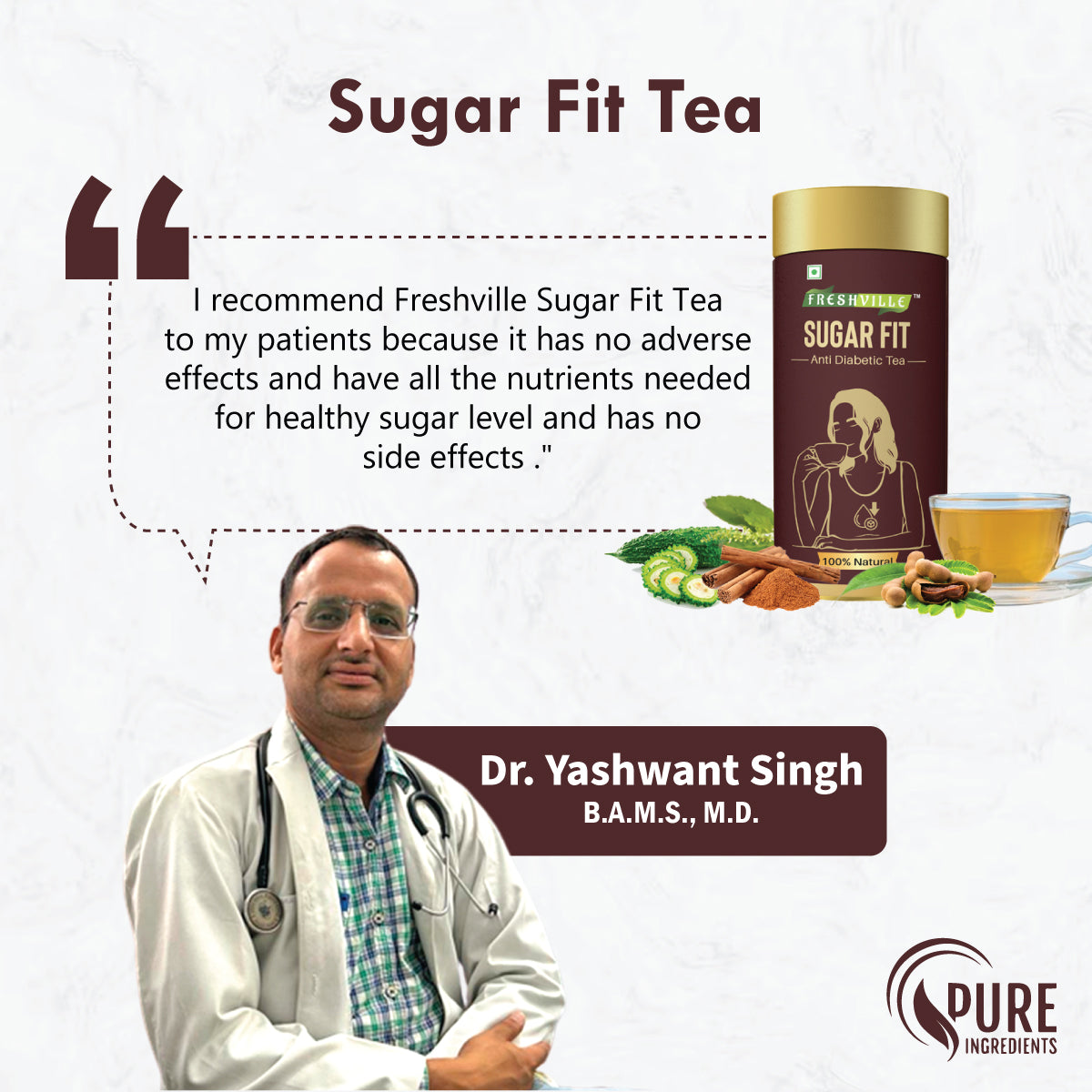 Freshville Sugar Fit Tea | Controls Blood Sugar Level Naturally