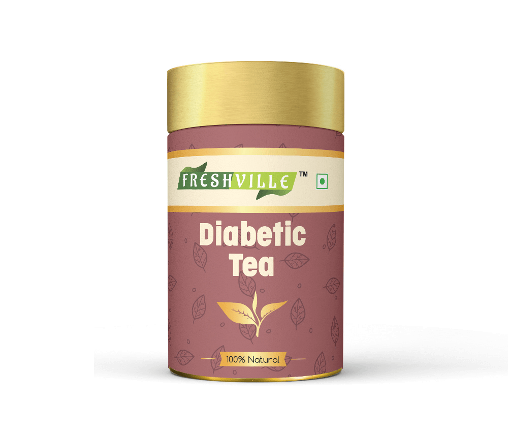 Freshville Anti Diabetic Tea | Control Blood Sugar level with herbs Turmeric, Tamarind, Karela, Tulsi, Cinnamon, Gurmar