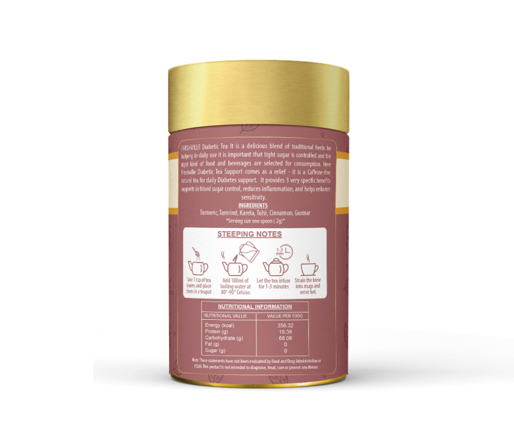 Freshville Anti Diabetic Tea | Control Blood Sugar level with herbs Turmeric, Tamarind, Karela, Tulsi, Cinnamon, Gurmar